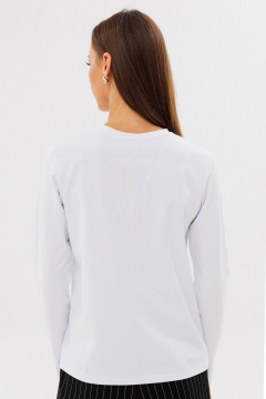 Белый классический лонгслив из хлопка с принтом Kivviwear 4061.60 - фото 4