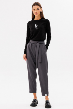 Черный лонгслив из хлопка с принтом, стильная классика Kivviwear 4061.63 - фото 5