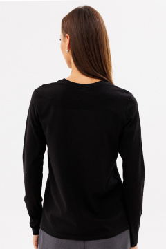 Черный лонгслив из хлопка с принтом, стильная классика Kivviwear 4061.63 - фото 4