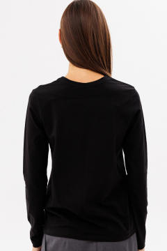 Черный лонгслив из хлопка с принтом, комфортный стиль Kivviwear 4061.64 - фото 3