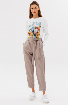 Белый классический лонгслив из хлопка с принтом Kivviwear 4061.65 - фото 5