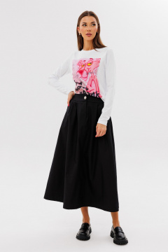 Длинная юбка-трапеция из денима с карманами Kivviwear 4215.04 - фото 1