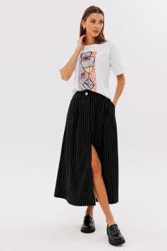 Длинная черная юбка-трапеция из костюмной ткани Kivviwear 4218.04 - фото 2