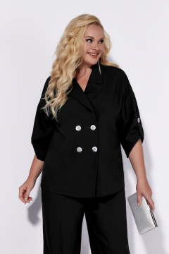 Классический костюм из текстиля с брюками и жакетом Tellura-L 1759 черный - фото 3