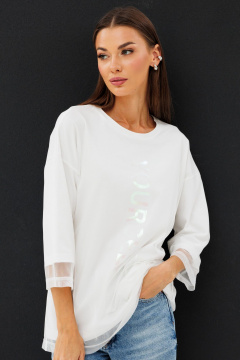 демісезонний джемпер з мереживом і принтами Kivviwear 4227.02 - фото 5