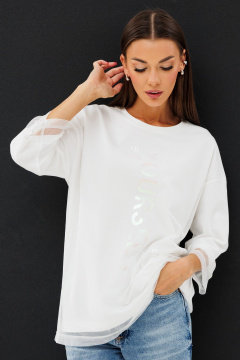 демісезонний джемпер з мереживом і принтами Kivviwear 4227.02 - фото 4