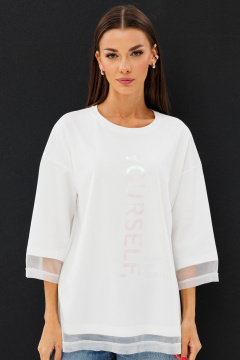 демісезонний джемпер з мереживом і принтами Kivviwear 4227.02 - фото 3