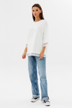 демісезонний джемпер з мереживом і принтами Kivviwear 4227.02 - фото 2