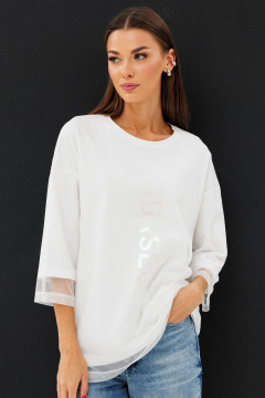 демісезонний джемпер з мереживом і принтами Kivviwear 4227.02 - фото 1