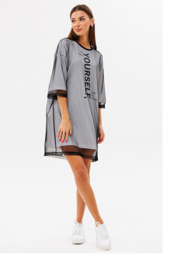 Платье с принтом, сеткой и хлопком для особых случаев Kivviwear 4228.03 - фото 1