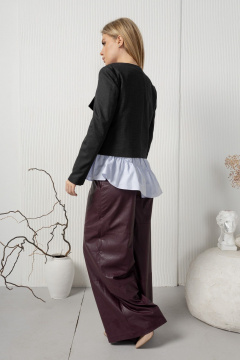 Укороченный косуховый жакет из текстиля AMORI 2181 графит - фото 4