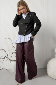 Укороченный косуховый жакет из текстиля AMORI 2181 графит - фото 3