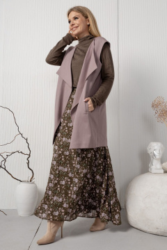 Теплый длинный жилет на подкладке из текстиля AMORI 2182 капучино - фото 5