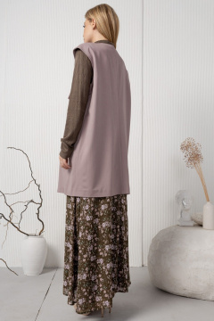 Теплый длинный жилет на подкладке из текстиля AMORI 2182 капучино - фото 4