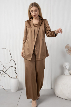 Атласный жакет с поясом из хлопковой ткани AMORI 2183 капучино - фото 2