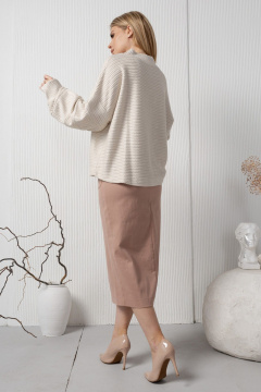 Джинсовая юбка с молнией и разрезом AMORI 3130 капучино - фото 3