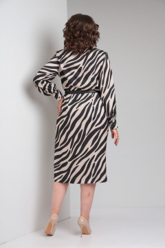 Нарядное платье с анималистичным принтом Rishelie 966 пудра-черный - фото 2