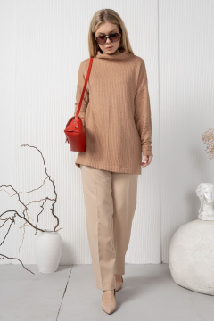 Классические брюки на притачном поясе для делового образа AMORI 5205 бежевый - фото 2
