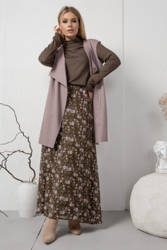 Ажурная коричневая водолазка из трикотажа для стильных луков AMORI 6450 телесный - фото 3