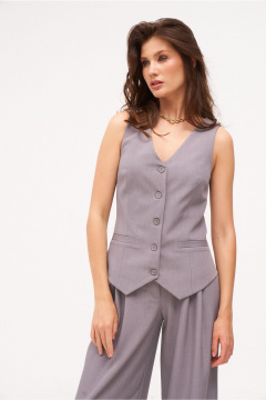 Деловой костюм 2-ка из текстиля с жилеткой и брюками KaVaRi 8022.4 серый - фото 5