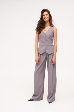 Деловой костюм 2-ка из текстиля с жилеткой и брюками KaVaRi 8022.4 серый - фото 4