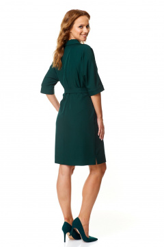 Деловое платье прямого силуэта с поясом и разрезами T&N 7565 темный_зеленый - фото 4