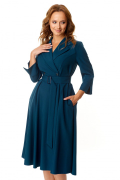 Платье полуприлегающего силуэта с запахом и карманами T&N 7566 синий_графит - фото 4