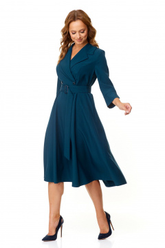 Платье полуприлегающего силуэта с запахом и карманами T&N 7566 синий_графит - фото 3