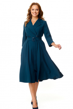 Платье полуприлегающего силуэта с запахом и карманами T&N 7566 синий_графит - фото 1