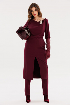 Платье миди полуприлегающего силуэта из текстиля EOLA 2669 бордовый - фото 1