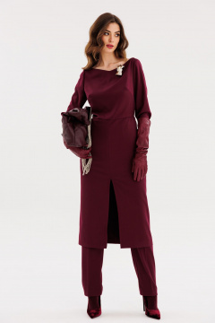 Платье миди полуприлегающего силуэта из текстиля EOLA 2669 бордовый - фото 4