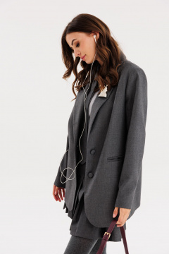 Жакет с застежкой на пуговицы и потайной молнией EOLA 2675.3 темно-серый - фото 4