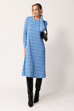 Платье расширенного к низу силуэта с круглым вырезом Golden Valley 44055-1 голубой - фото 1