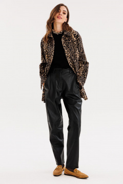 Брюки зауженные из экокожи с горизонтальными подрезами EOLA 2713 черный - фото 1