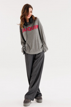 Джемпер прямого силуэта из трикотажа для демисезона EOLA 2714 серый - фото 4