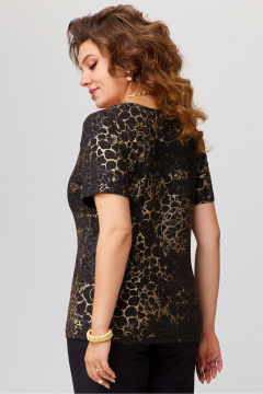 Трикотажная майка-ТОП с блеском и нагрудной вытачкой Fita 20356 черно-бежевый - фото 5