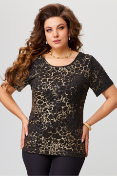 Трикотажная майка-ТОП с блеском и нагрудной вытачкой Fita 20356 черно-бежевый - фото 3