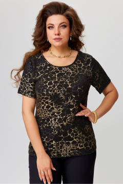 Трикотажная майка-ТОП с блеском и нагрудной вытачкой Fita 20356 черно-бежевый - фото 1