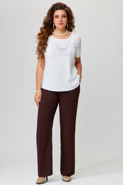 Майка-топ из легкой жатой ткани с декоративной печатью Fita 20357 молочно-белый - фото 3