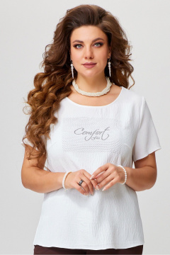 Майка-топ из легкой жатой ткани с декоративной печатью Fita 20357 молочно-белый - фото 1