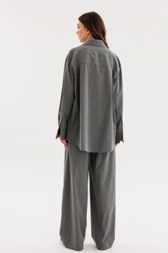 Брюки полосатые из костюмной ткани с эластичным поясом EOLA 2728 темно-серый_ полоска - фото 2