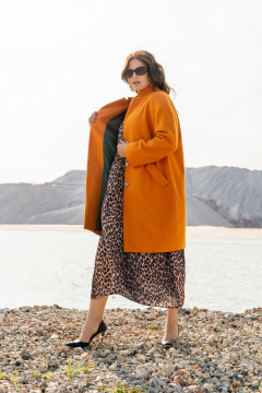 Демисезонное пальто с боковыми карманами, оранжевое Andina 1003 мандарин - фото 4