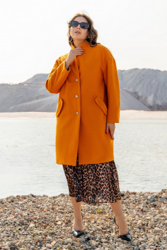 Демисезонное пальто с боковыми карманами, оранжевое Andina 1003 мандарин - фото 1