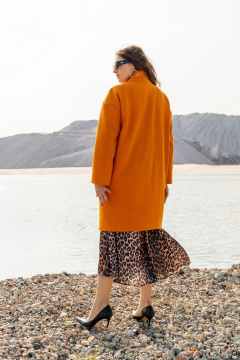 Демисезонное пальто с боковыми карманами, оранжевое Andina 1003 мандарин - фото 2