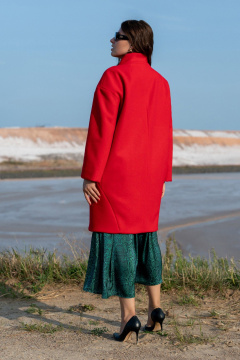 Пальто с фасоном свободное, красное, демисезонное Andina 1005 красное - фото 4