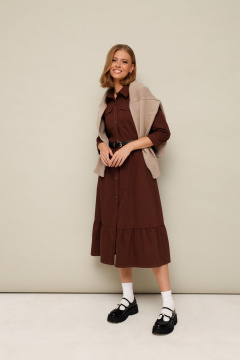 Джинсовое платье с воланом, карманами и ремнем PUR PUR 11-320 - фото 4