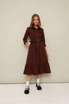 Джинсовое платье с воланом, карманами и ремнем PUR PUR 11-320 - фото 1