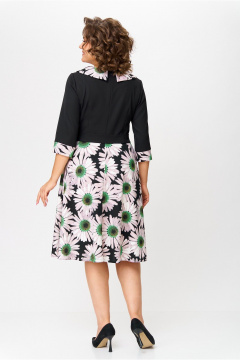 Платье трикотажное с тесьмой-молнией и рельефами Moda Versal П1949 черный+зеленый - фото 5