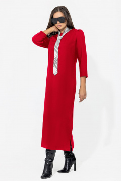 Миди платье со съемным галстуком из премиального трикотажа Gold Style 2669 красный - фото 3