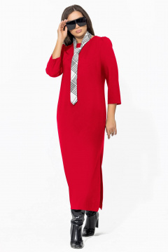 Миди платье со съемным галстуком из премиального трикотажа Gold Style 2669 красный - фото 2